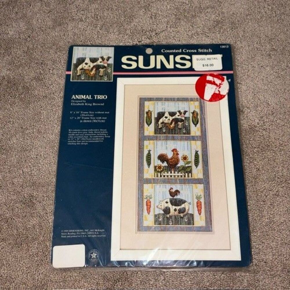 Vintage NOS Sunset Animal Trio Counted Cross Stitch 13613